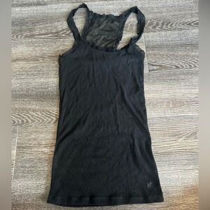American Eagle Outfitters Black Lace-Back Tank Top